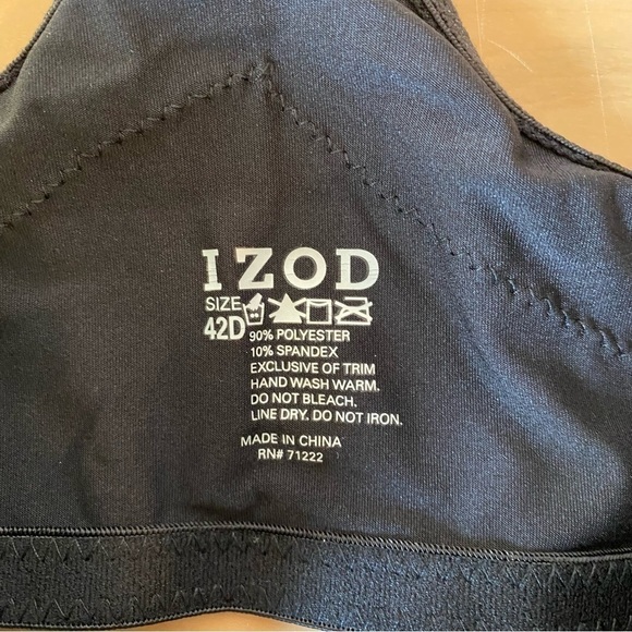 IZOD women's size 42D black underwire padded front closure lace bra Racerback - Picture 4 of 7